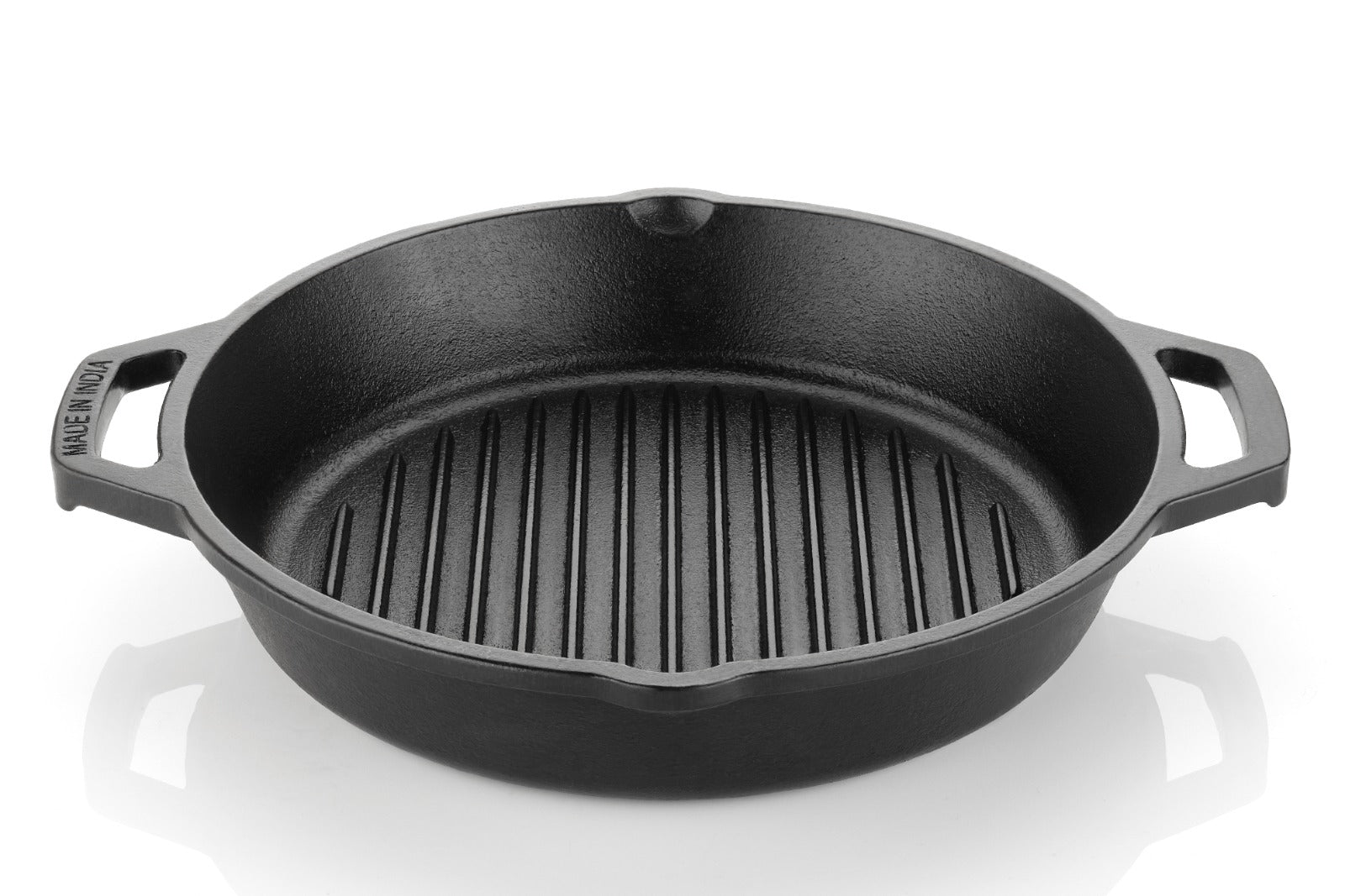 Cast Iron Grill Kadai 10 Inches | Heavy-Duty Ribbed Cast Iron Grill Pan