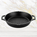Cast Iron Grill Kadai 10 Inches | Heavy-Duty Ribbed Cast Iron Grill Pan