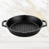 Cast Iron Grill Kadai 10 Inches | Heavy-Duty Ribbed Cast Iron Grill Pan