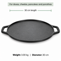 Cast Iron Dosa Tawa - 30cm - 100% Natural & Non-Stick | Pre Seasoned | Made In India