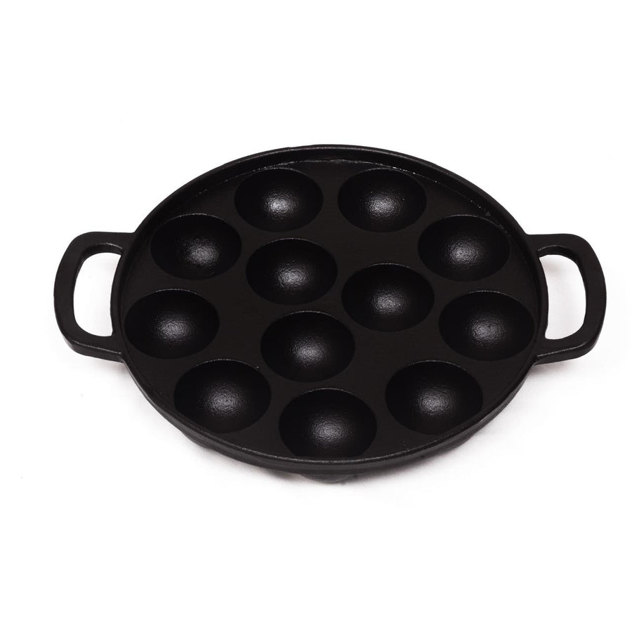 Cast Iron Appam Patra [12 Pit] - 100% Natural & Non-Stick | Pre-Seasoned Oil | Made In India