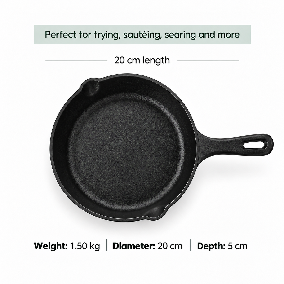 Cast Iron Fry Pan 8 Inches - Heavy-Duty Pre-Seasoned Cooking Pan