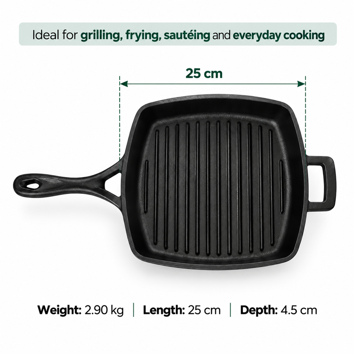 Cast Iron Square Grill pan 25cm