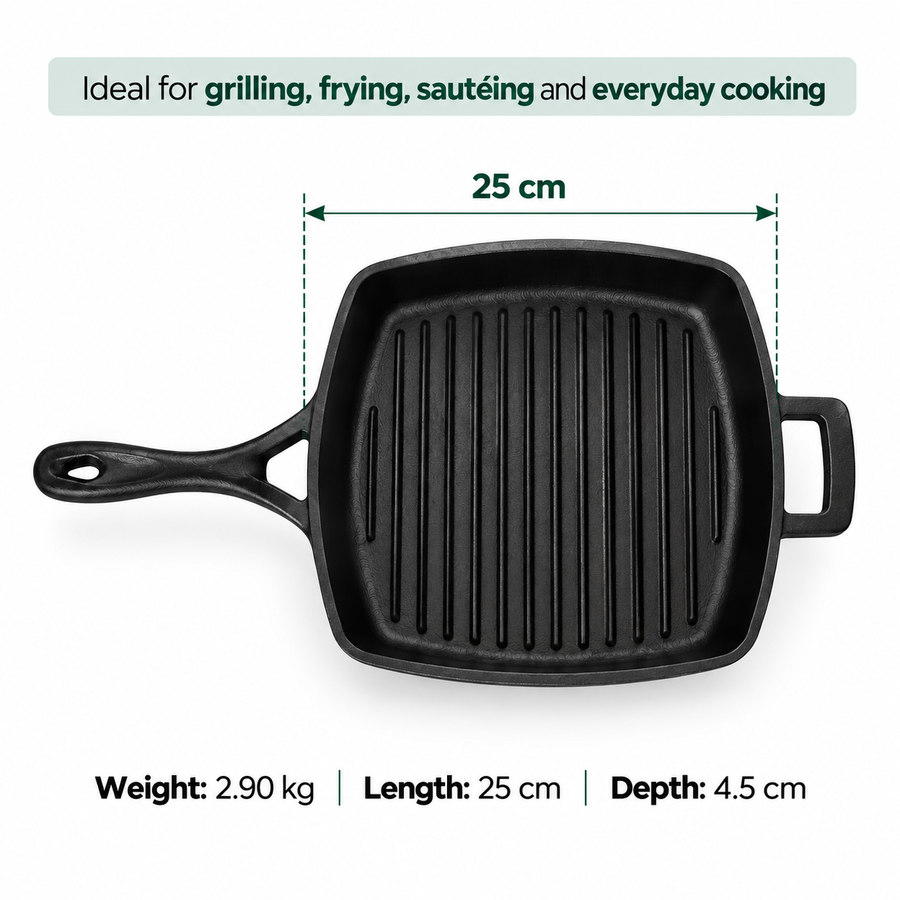 Cast Iron Square Grill pan 25cm