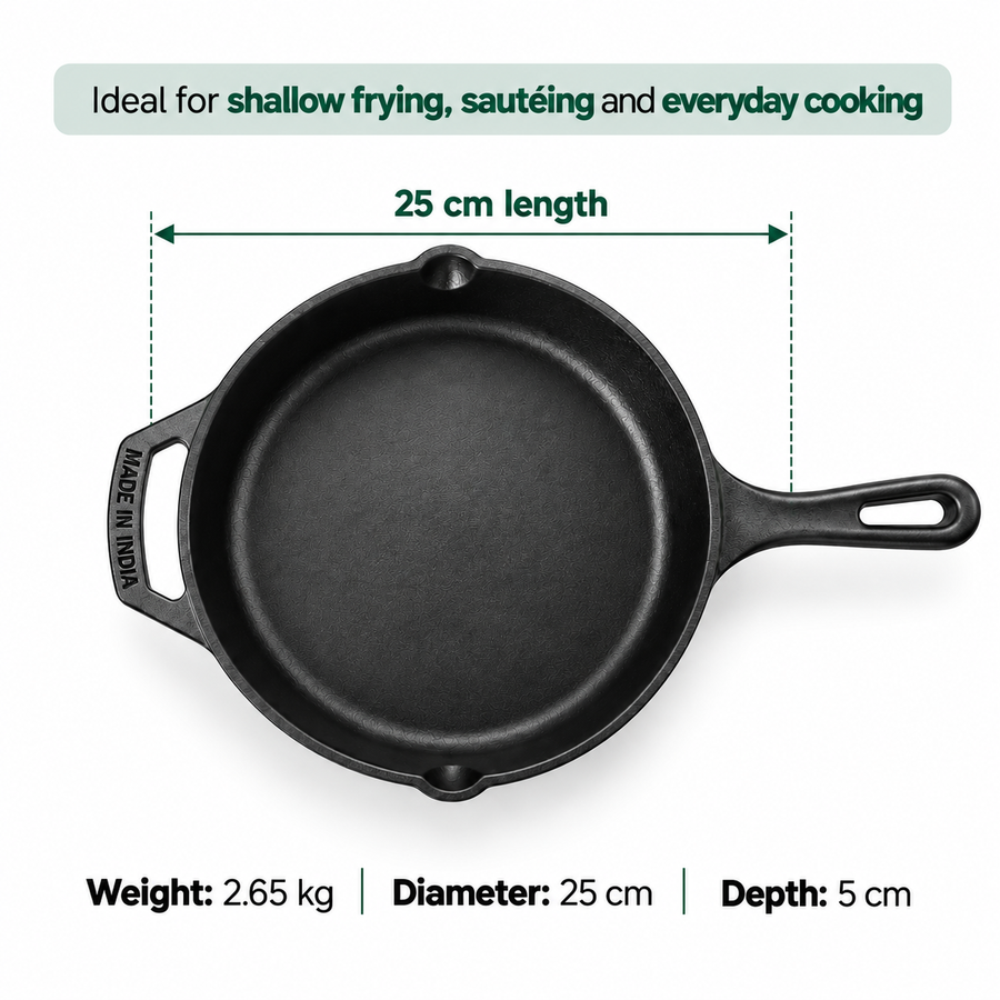Cast Iron Fry Pan 10 Inches | Heavy-Duty Cast Iron Cooking Pan