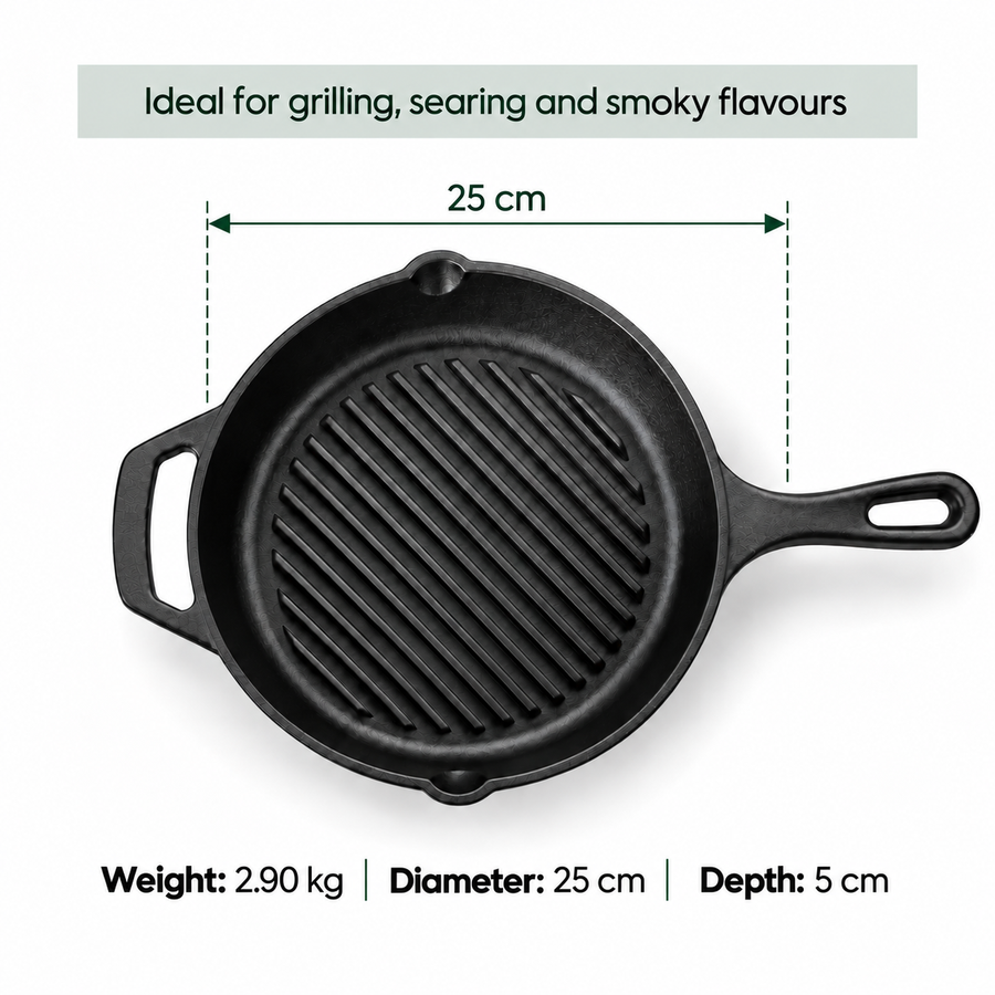 Cast Iron Grill Pan | Heavy-Duty Ribbed Grill & Searing Pan