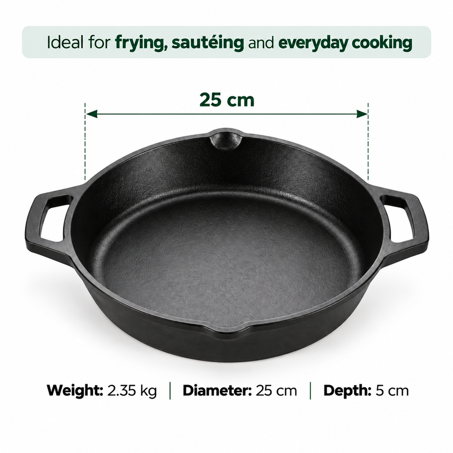 Cast Iron Kadai 10 Inches | Heavy-Duty Traditional Iron Cooking Kadai
