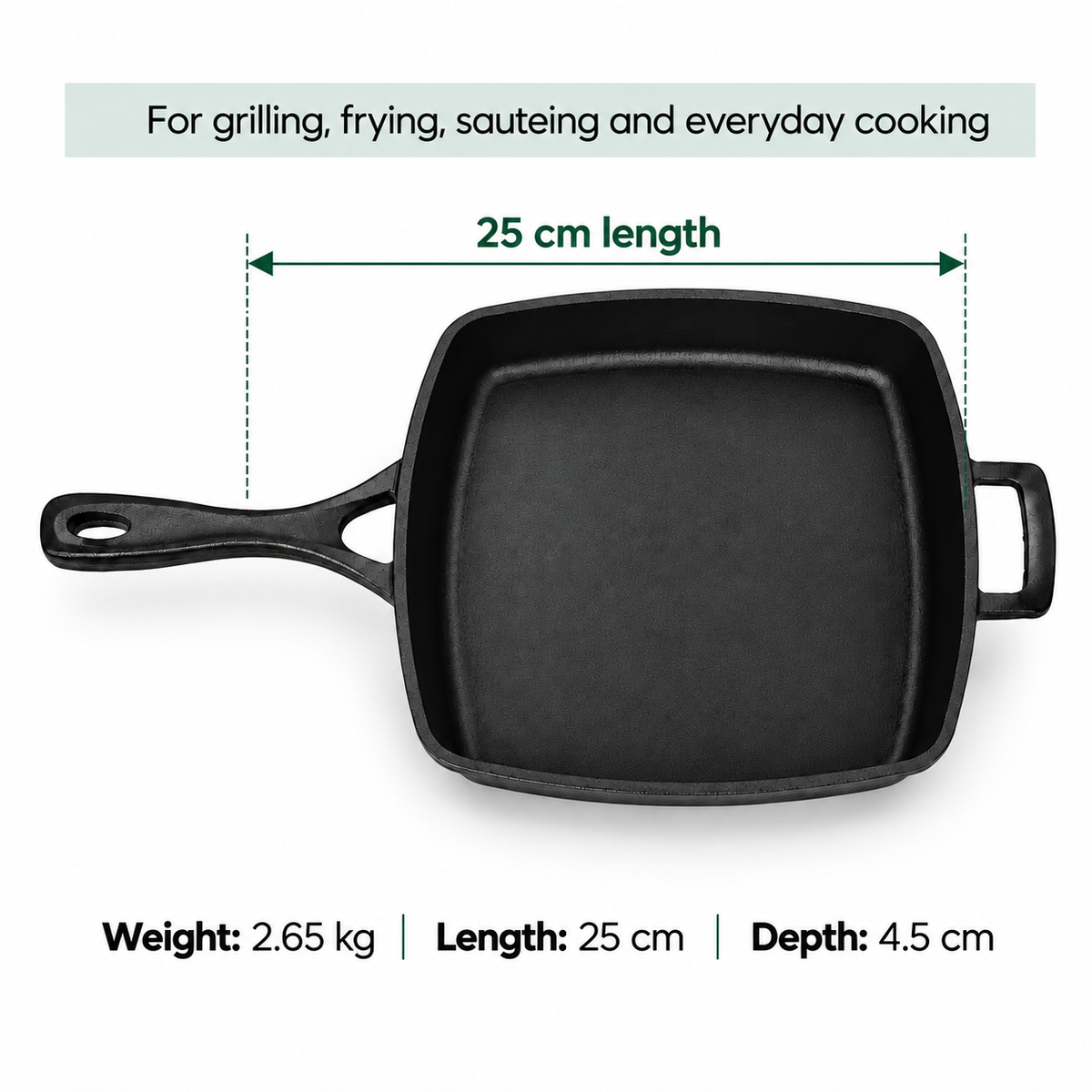 Cast Iron Square Fry Pan 25cm
