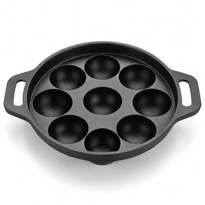 Cast Iron Appam Patra [9 Pit] - 100% Natural & Non-Stick | Pre-Seasoned Oil | Made In India