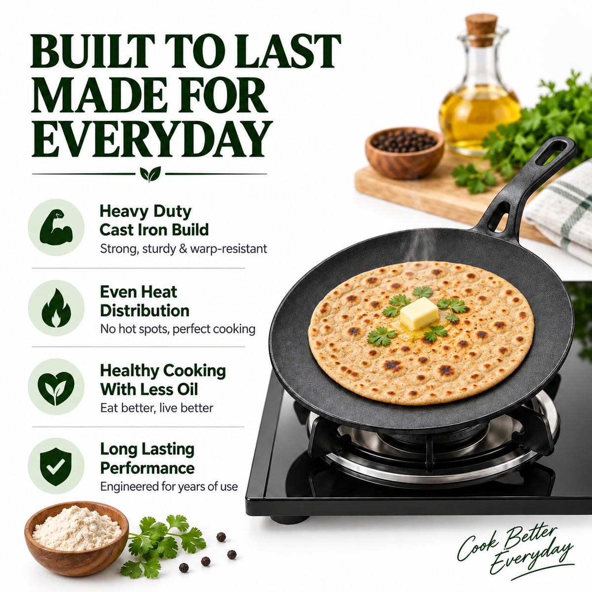 Cast Iron Roti Tawa | Heavy-Duty Iron Roti & Chapati Tawa