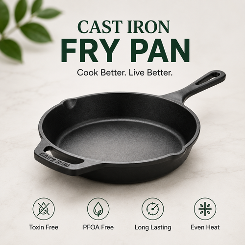 Cast Iron Fry Pan 10 Inches | Heavy-Duty Cast Iron Cooking Pan