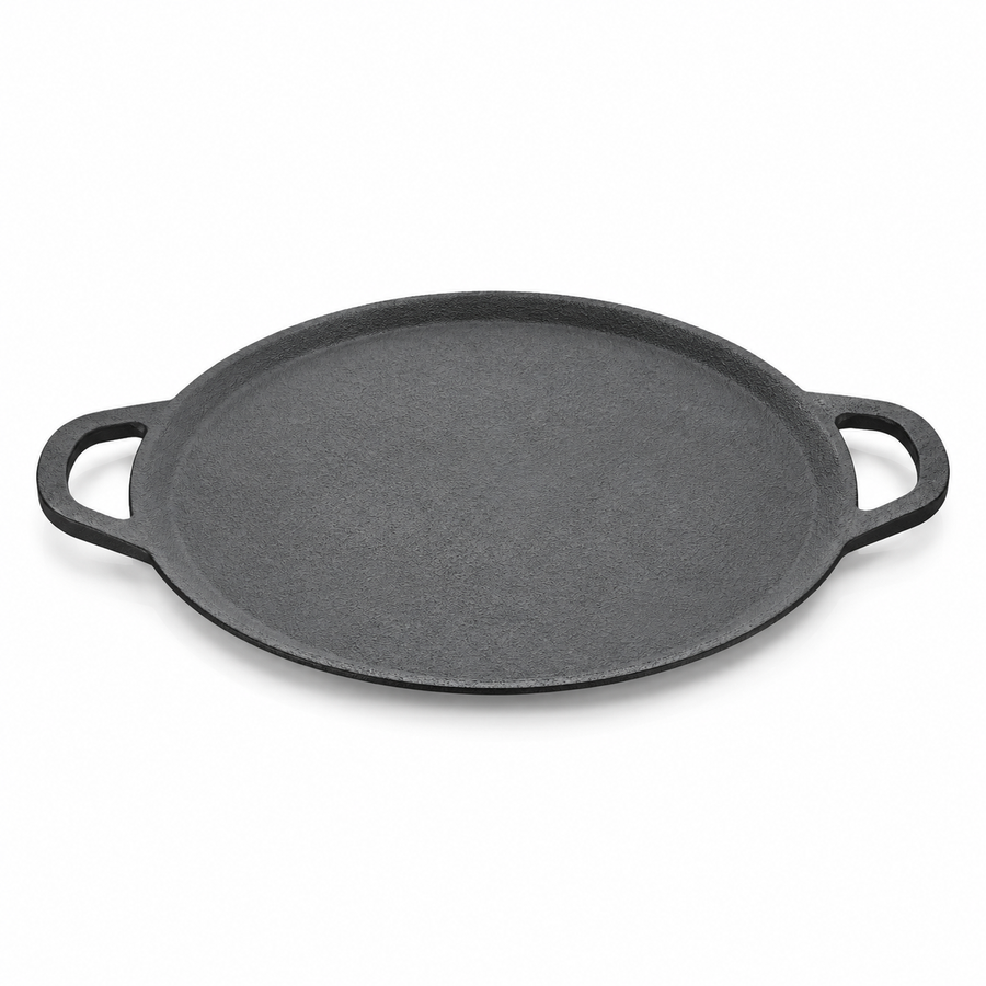 Premium Cast Iron Dosa Tawa [Double Handle] - 33CM - 100% Natural & Non-Stick | Pre-Seasoned Oil | Made In India
