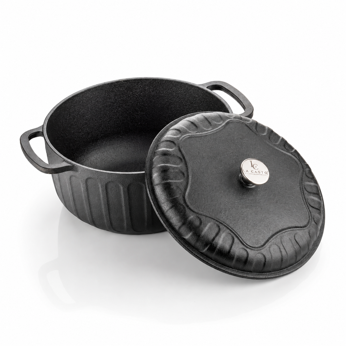 Cast Iron Dutch Oven With Lid - 26CM - 5L Capacity - 100% Natural & Non-Stick | Pre-Seasoned Oil | Made In India