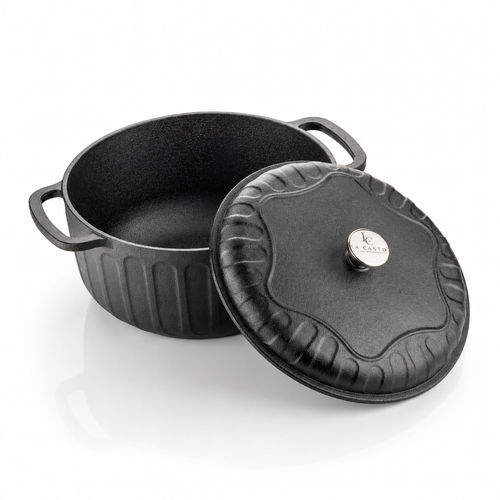 Cast Iron Dutch Oven With Lid - 26CM - 5L Capacity - 100% Natural & Non-Stick | Pre-Seasoned Oil | Made In India