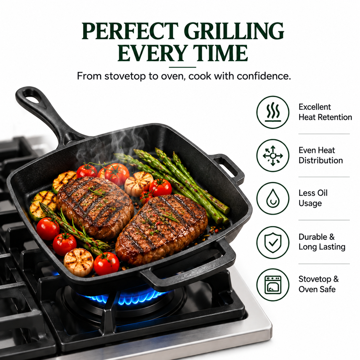 Cast Iron Square Grill pan 25cm