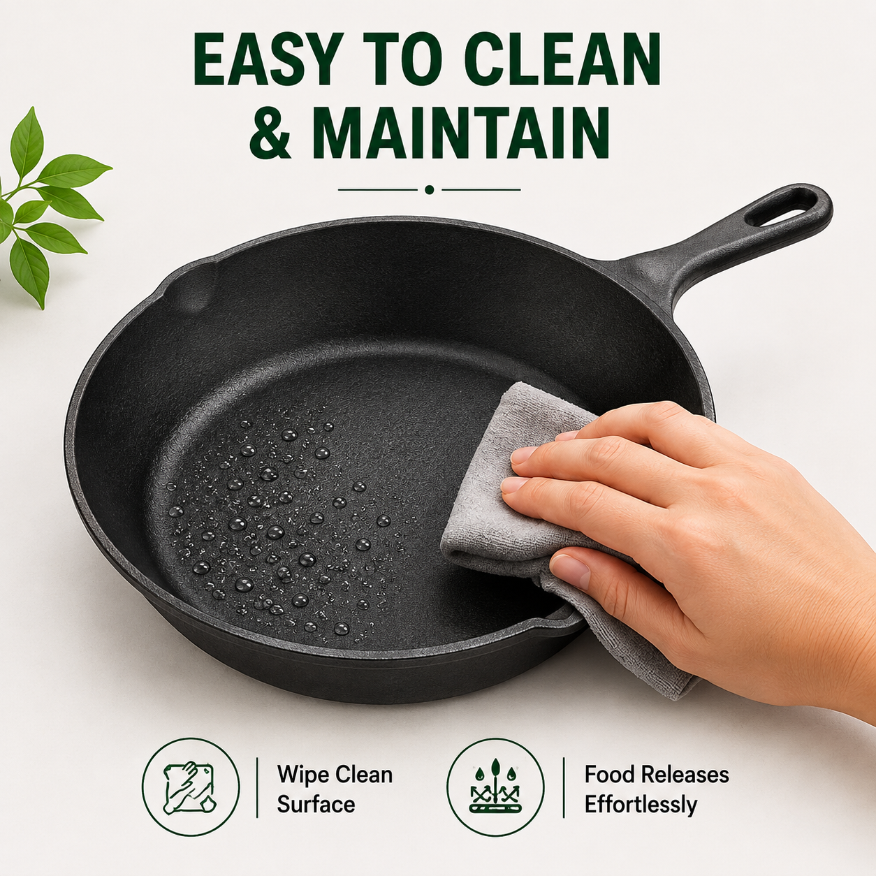 Cast Iron Fry Pan 8 Inches - Heavy-Duty Pre-Seasoned Cooking Pan