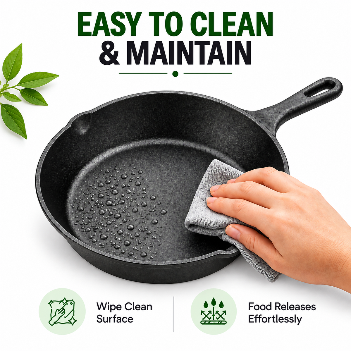 Cast Iron Fry Pan 8 Inches - Heavy-Duty Pre-Seasoned Cooking Pan
