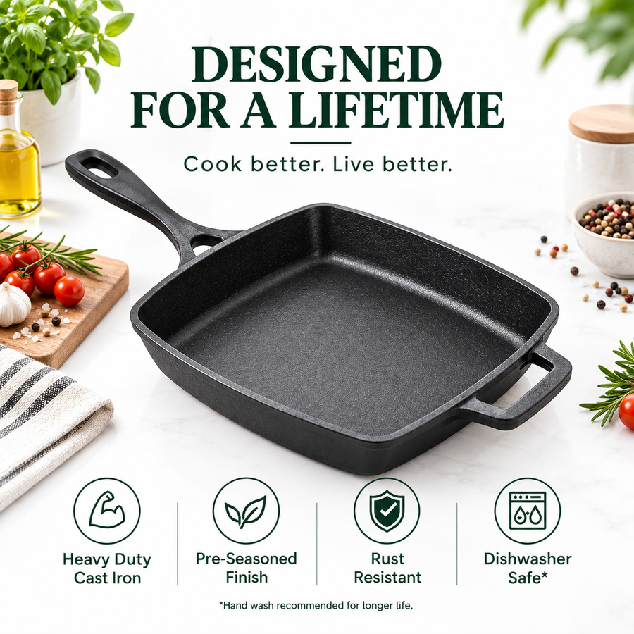 Cast Iron Square Fry Pan 25cm