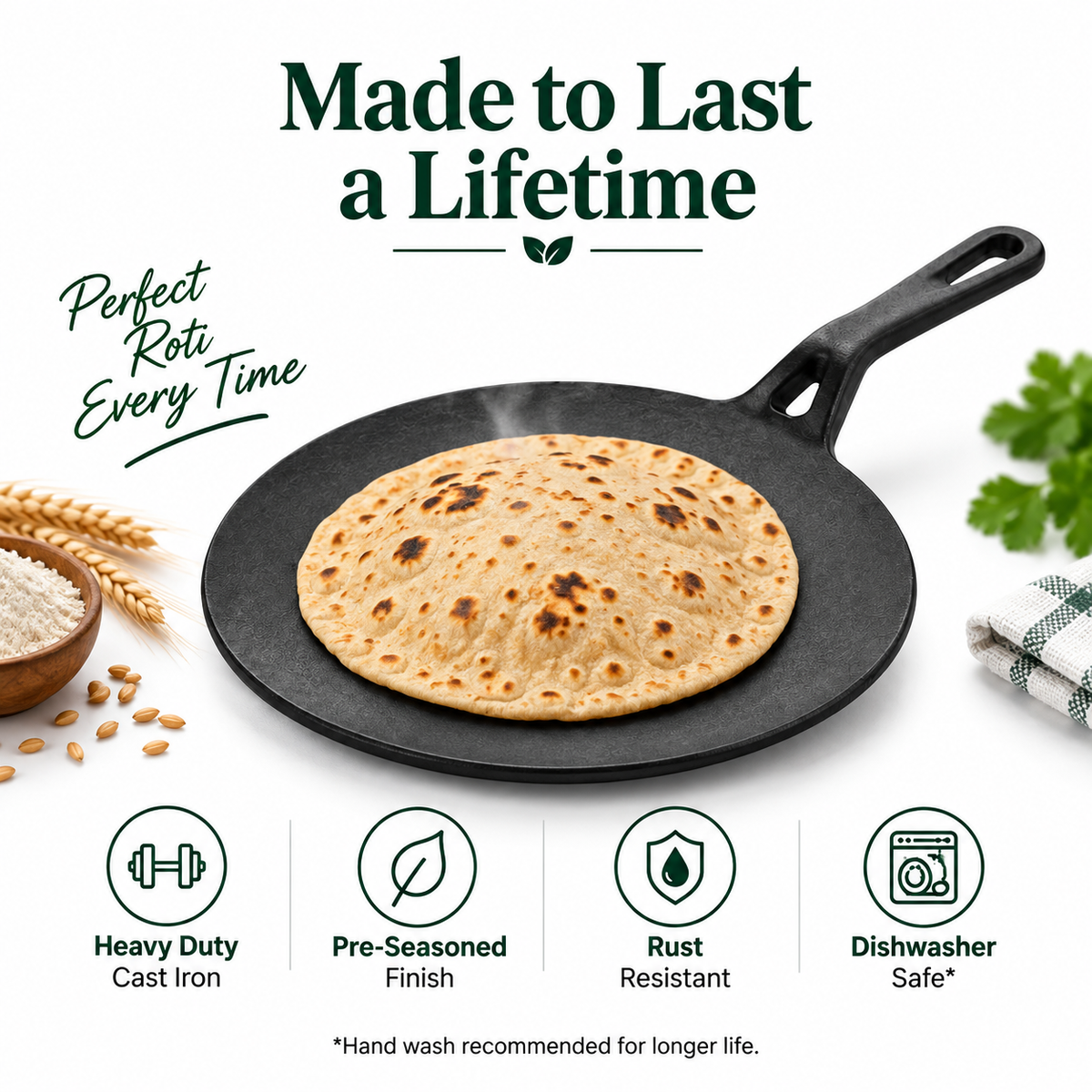 Cast Iron Roti Tawa | Heavy-Duty Iron Roti & Chapati Tawa