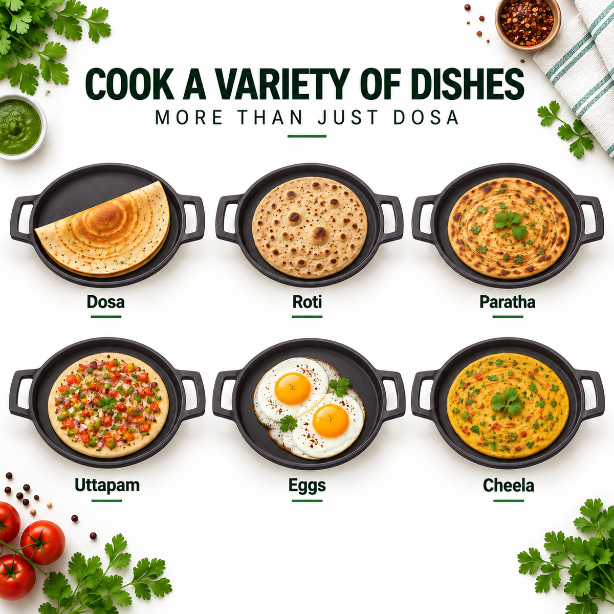 Cast Iron Dosa Tawa Short Handle 28cm