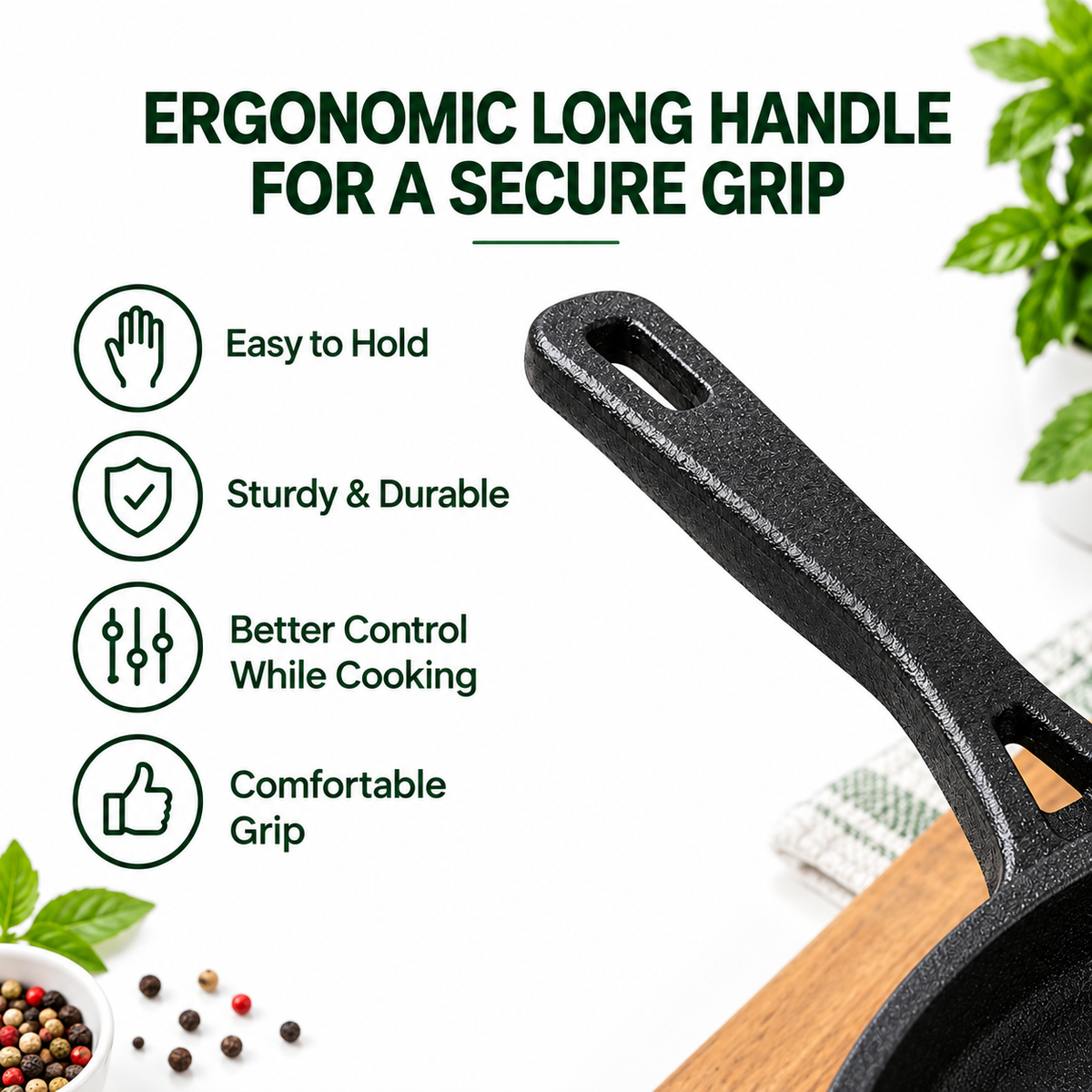 Cast Iron Dosa Tawa - 28cm - 100% Natural & Non-Stick | Pre Seasoned | Made In India