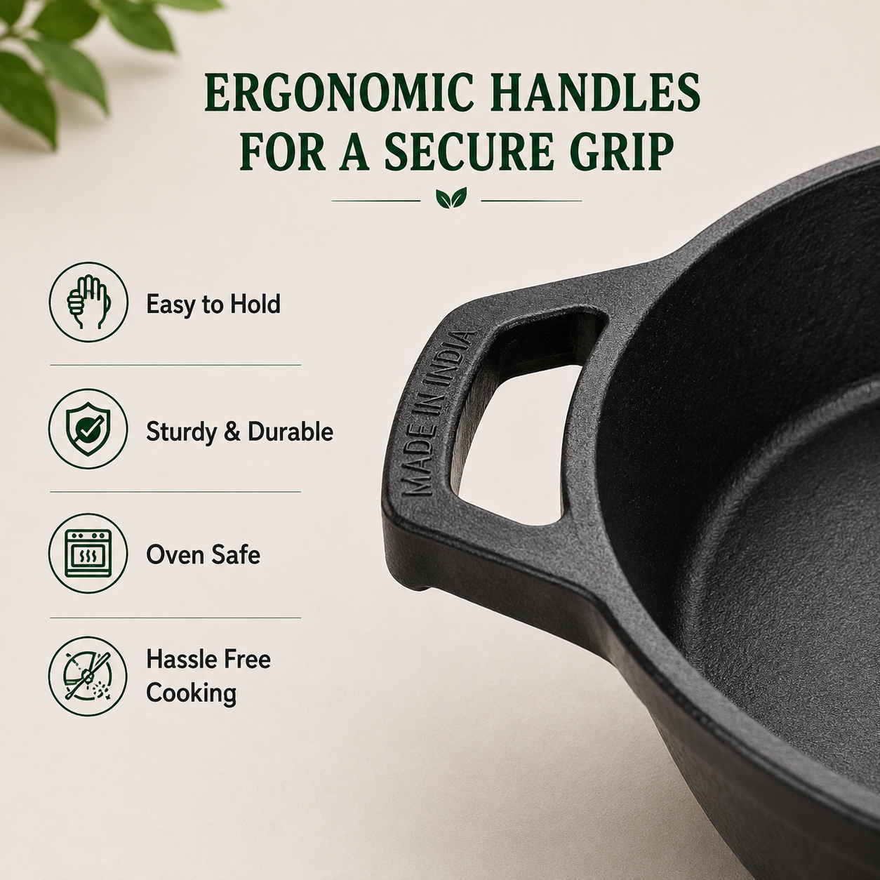Cast Iron Kadai 10 Inches | Heavy-Duty Traditional Iron Cooking Kadai