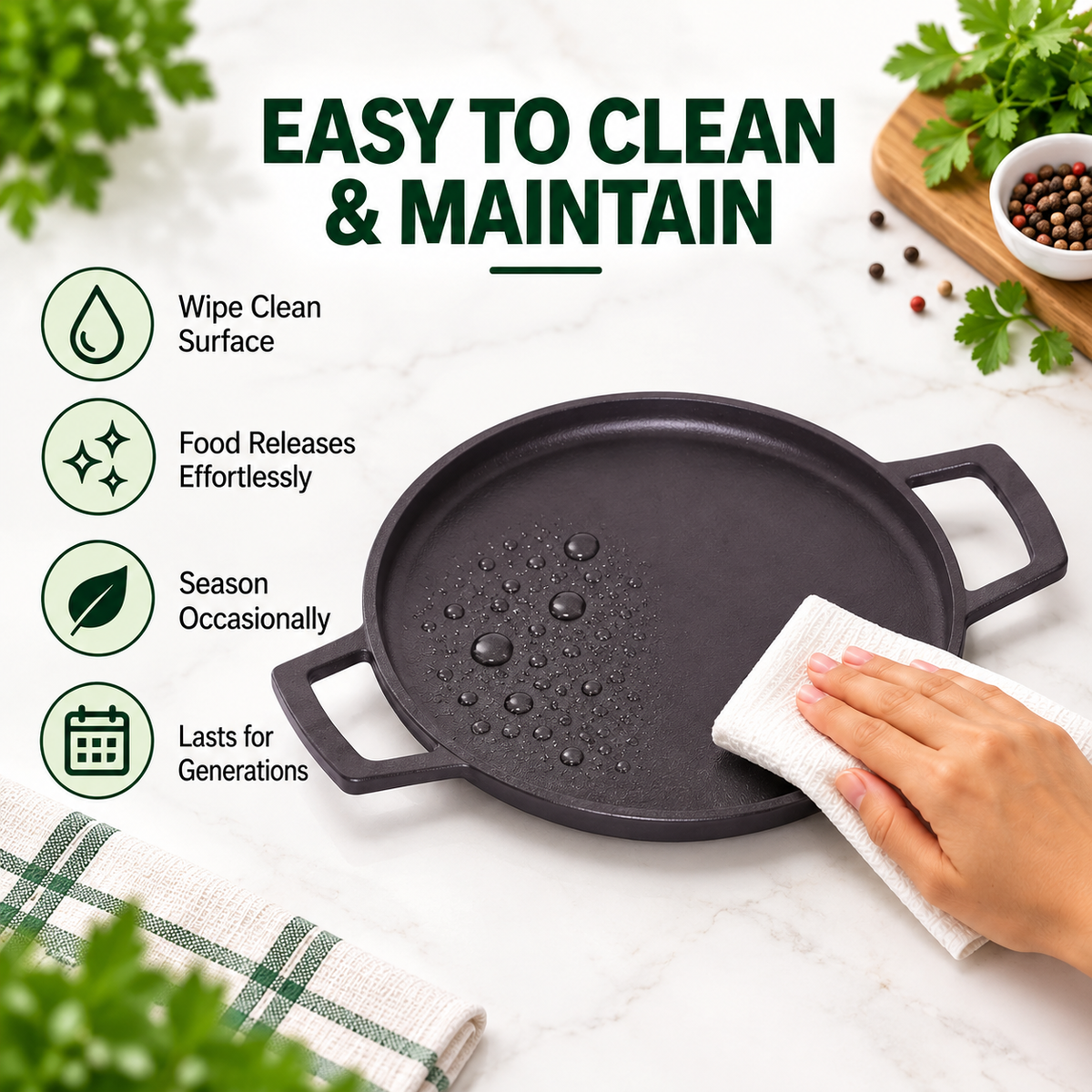 Cast Iron Dosa Tawa Short Handle 28cm