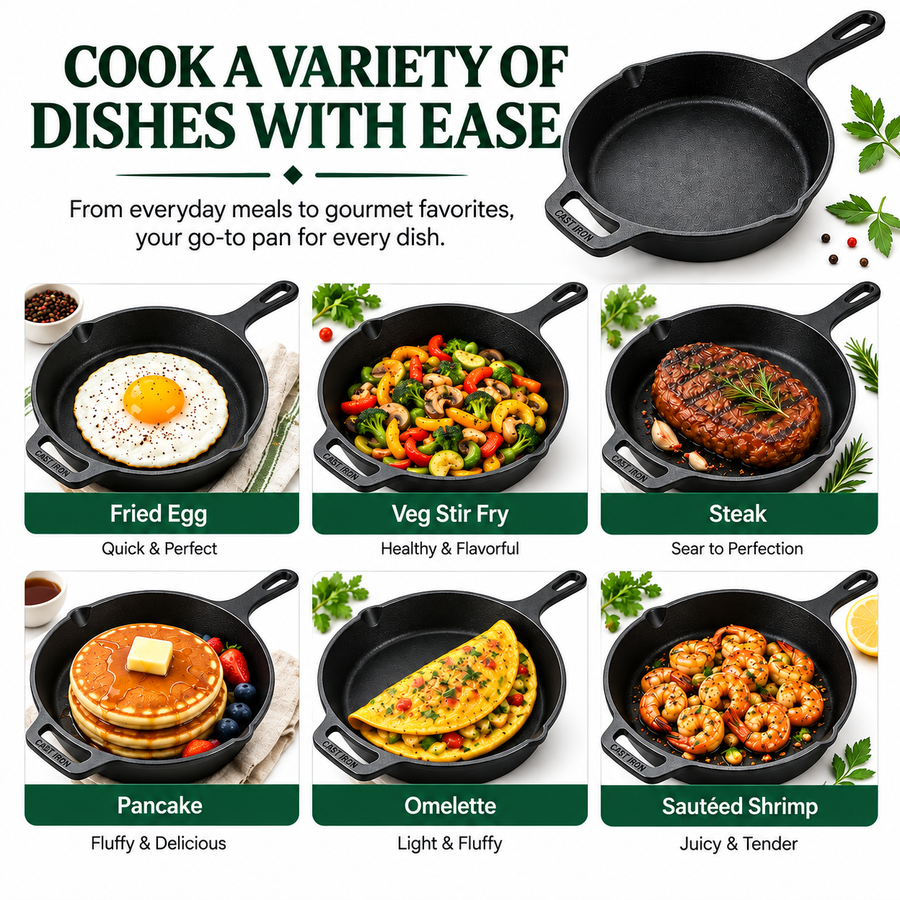 Cast Iron Fry Pan 10 Inches | Heavy-Duty Cast Iron Cooking Pan