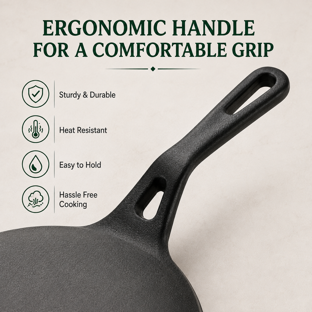 Cast Iron Fry Pan 10 Inches | Heavy-Duty Cast Iron Cooking Pan