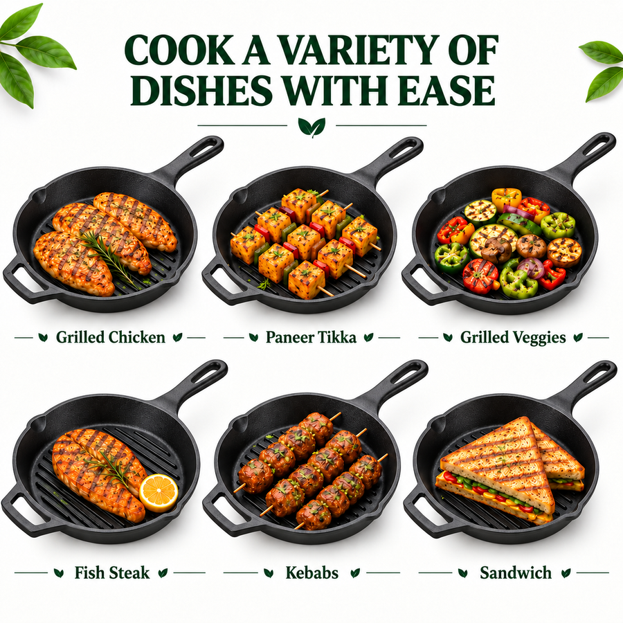 Cast Iron Grill Pan | Heavy-Duty Ribbed Grill & Searing Pan