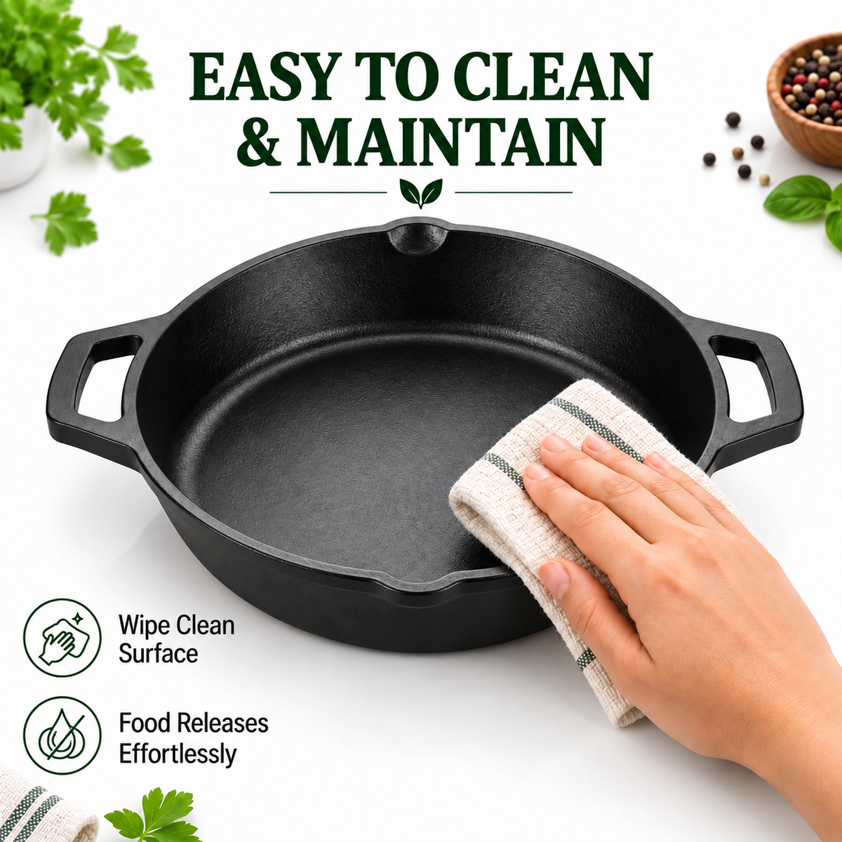 Cast Iron Kadai 10 Inches | Heavy-Duty Traditional Iron Cooking Kadai