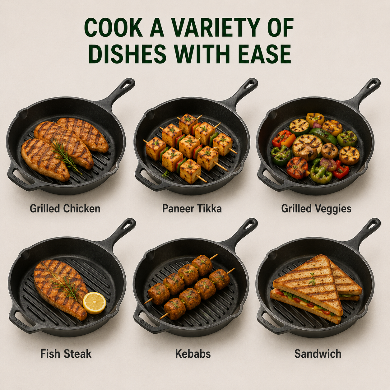 Cast Iron Grill Pan | Heavy-Duty Ribbed Grill & Searing Pan
