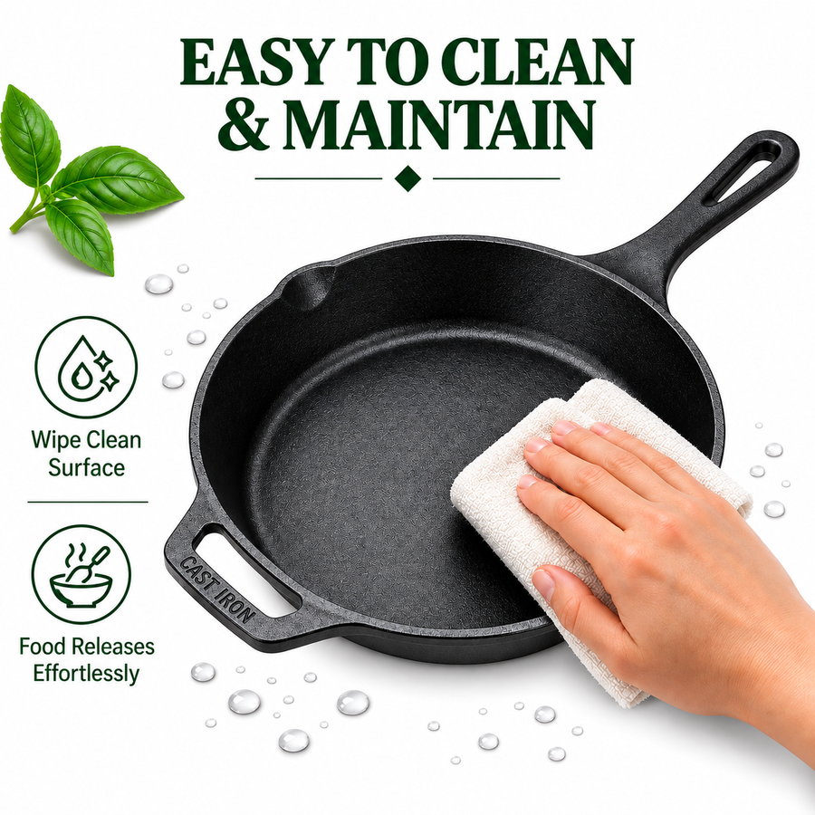 Cast Iron Fry Pan 10 Inches | Heavy-Duty Cast Iron Cooking Pan
