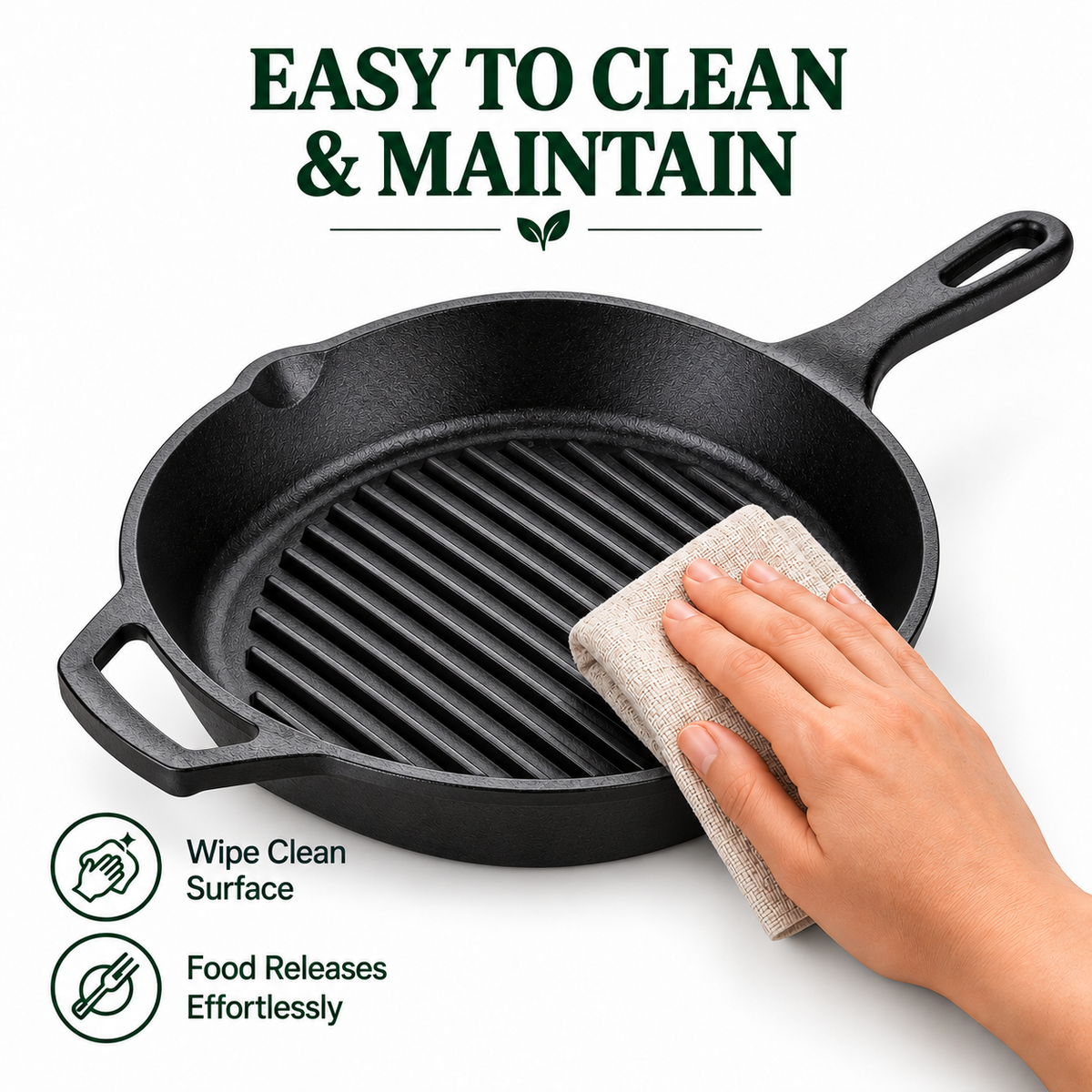 Cast Iron Grill Pan | Heavy-Duty Ribbed Grill & Searing Pan