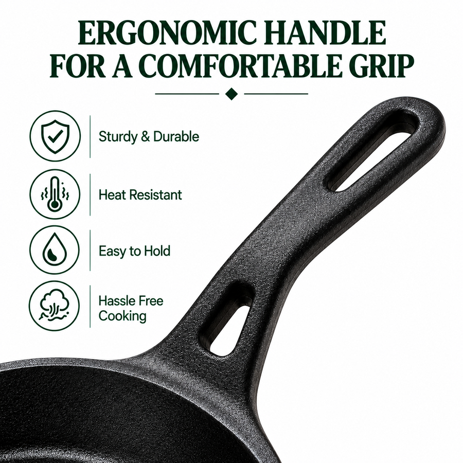 Cast Iron Fry Pan 10 Inches | Heavy-Duty Cast Iron Cooking Pan