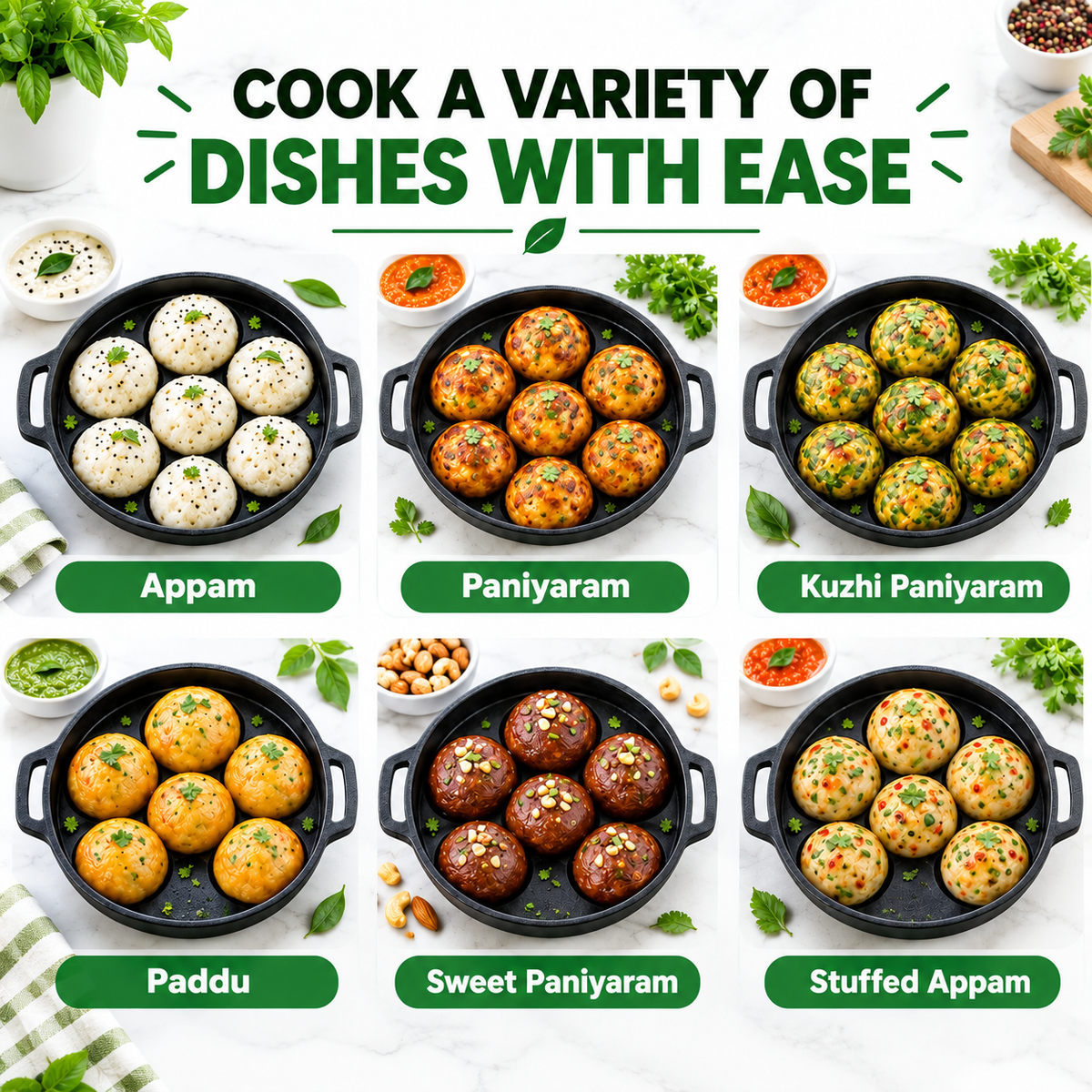 Cast Iron Appam Patra [9 Pit] - 100% Natural & Non-Stick | Pre-Seasoned Oil | Made In India