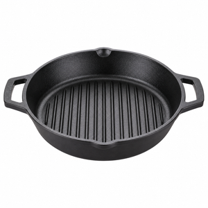 Cast Iron Grill Kadai 10 Inches | Heavy-Duty Ribbed Cast Iron Grill Pan