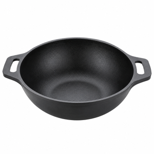 Cast Iron Kadai 10 Inches | Wide Heavy-Duty Iron Cooking Kadai