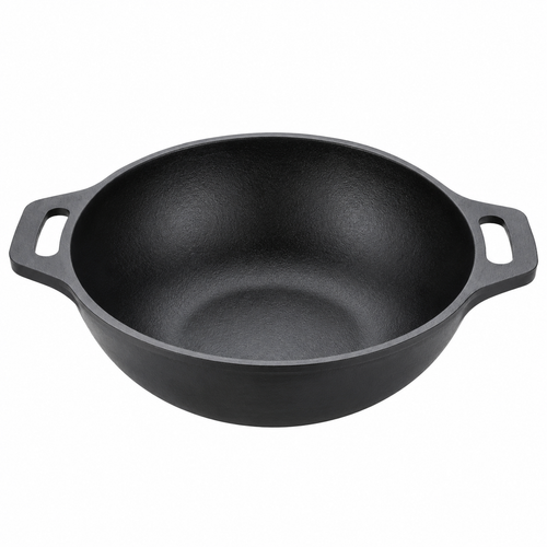 Cast Iron Kadai 10 Inches | Wide Heavy-Duty Iron Cooking Kadai