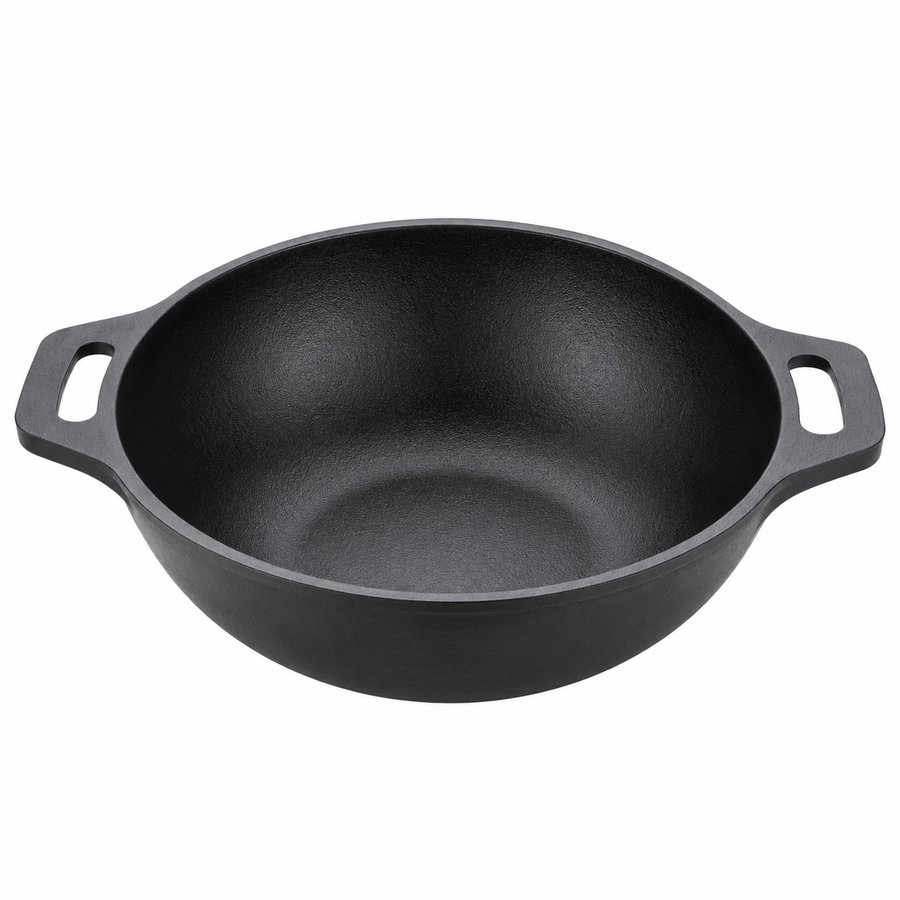 Cast Iron Kadai 10 Inches | Wide Heavy-Duty Iron Cooking Kadai